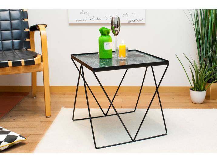 Table d'appoint au design vintage scandinave carrée en marbre ver