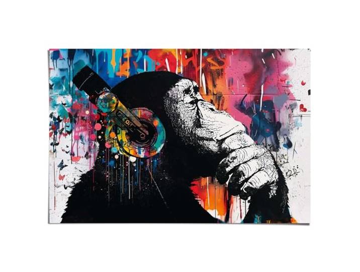 Poster, Graffiti chimp, Teenager Zimmer, Bilderdruckpapier, 61 x 91,5