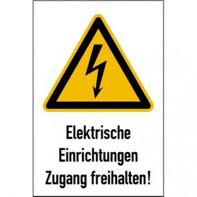 König Werbeanlagen Dreifke® Kombi-Warnschild, Elektrische Einrichtungen, W012 - 200x300 mm Folie selbstklebend