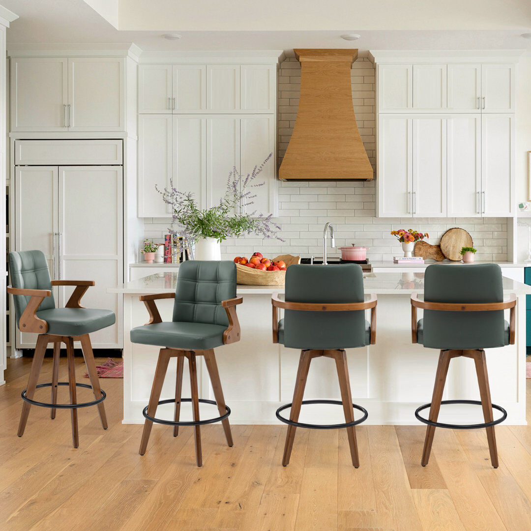 Blue Elephant Howley 68.1cm Swivel Bar Stool Green 99cm H X 51cm W X 53cm D