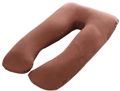 Inspired Finds U Shape Maternity Pillow Cover 100% Cotton Replacement Case For Pregnancy & Nursing Body Pillows brown