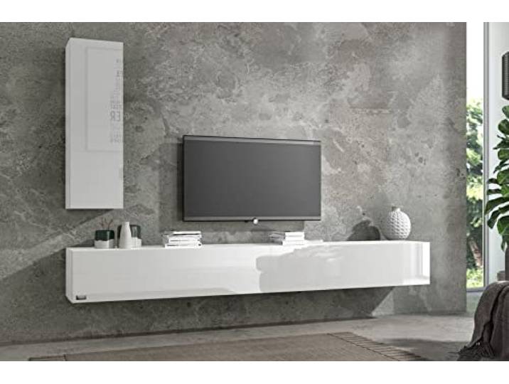 Wuun® Somero Lowboard Tv-Board Wohnwand (Weiß-Matt/Weiß-Hochglanz, 280cm (2x140cm))