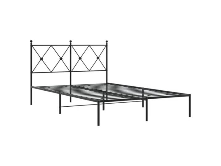 KTHLBRH Bettgestell mit Kopfteil aus Metall, schwarz, 120 x 190 cm Gestell aus Stahl, Lattenrost inklusive, Stauraum unter der Rückenlehne, Schlafzimmer