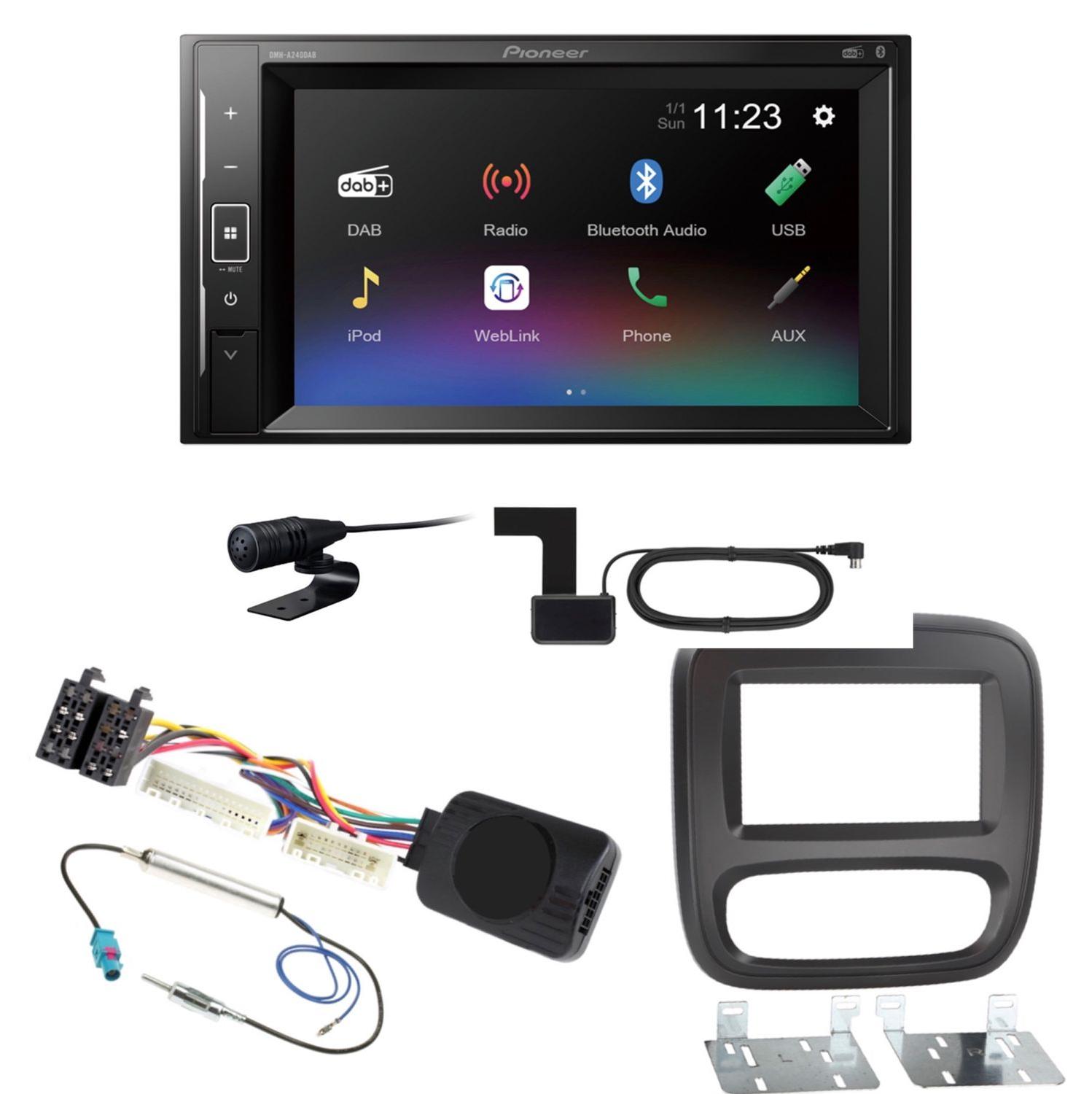 Pioneer DMH-A240DAB Bluetooth MP3 USB DAB+ DAB+ Einbauset für Fiat Talento