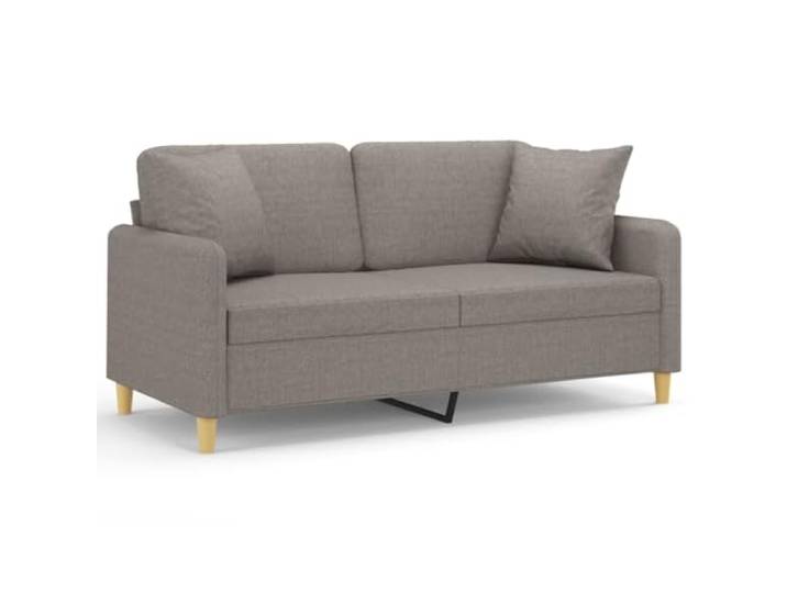 Makastle 2 Sitzer Sofa Couch mit Zierkissen Taupe 140 cm Stoff