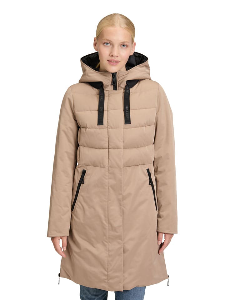 AMBER & JUNE Wintermantel in Taupe - 44