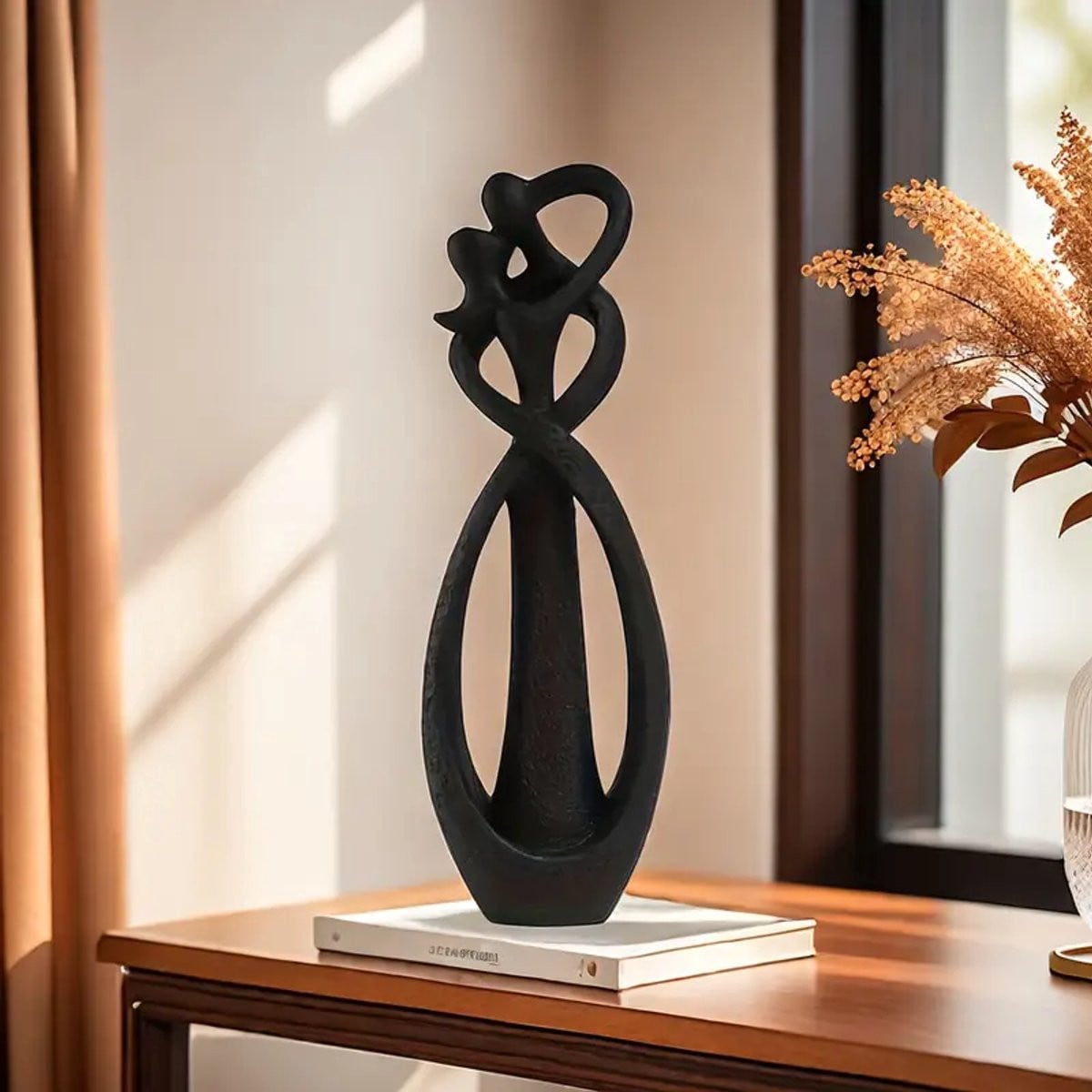Modern Abstract Kussend Paar Hars Beeld - Zwart - Decoratie voor Thuis en Kantoor