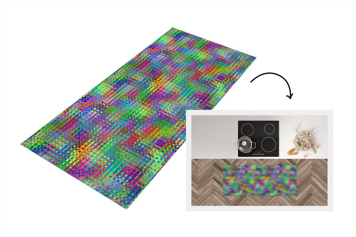 KitchenYeah Keukenloper Psychedelic Regenboog Abstract Vinyl B/D: 120 x 50 cm