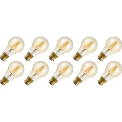 Lighto | LED-Glühfaden | Bajonettfassung B22d | Standard Glühbirne | Gold | 60mm | 4W | 10 Stück