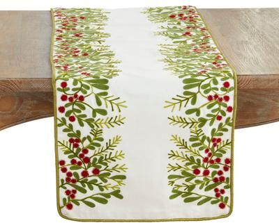Saro Lifestyle "Red Berry Table Runner - 16""x72"""