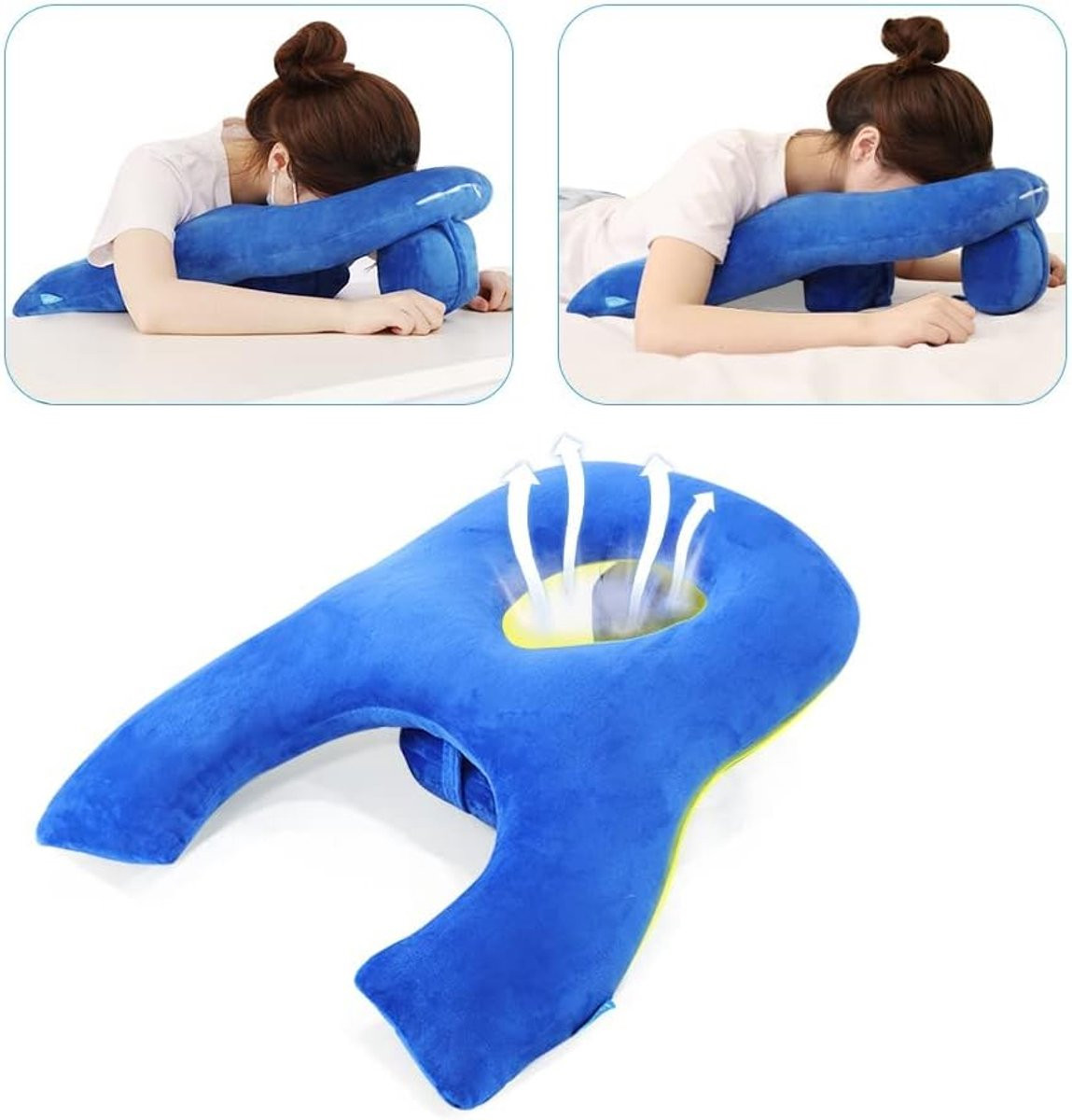 Donutkussen met gat voor het gezicht voor massage, dutjes en herstel na een oogoperatie