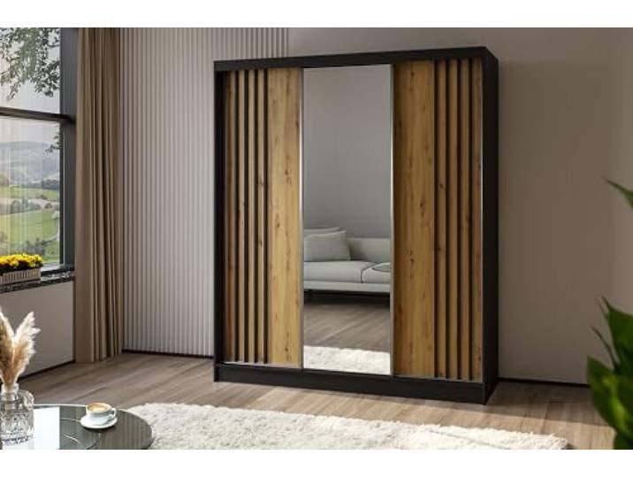 ALTDECOR Schwebetürenschrank mit Spiegel NALLA - 180x216 Garderobenschrank mit viel Stauraum, Vielseitiger, Schrank, Kleiderschrank