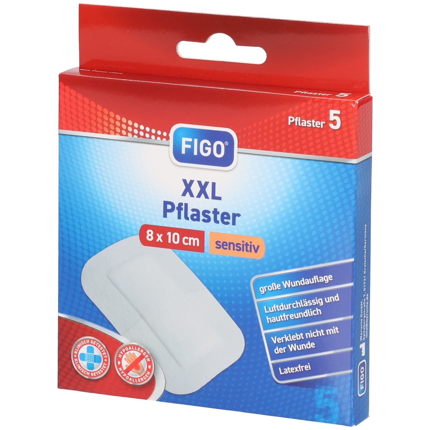 Figo Pflaster sensitiv 8x10 cm XXL 5 St