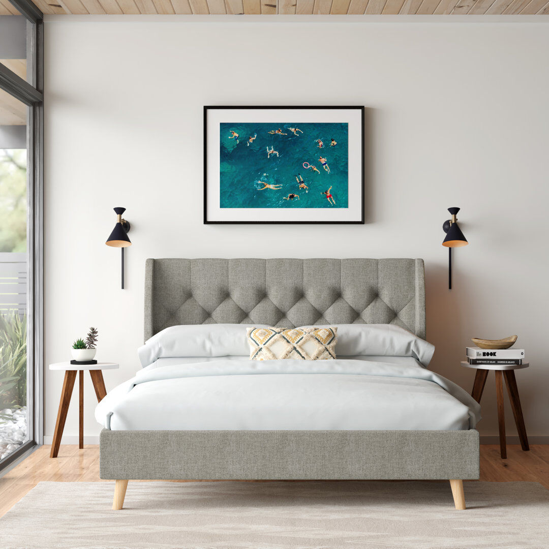 Novogratz Her Majesty Upholstered Platform Bed Grey Kingsize (5')