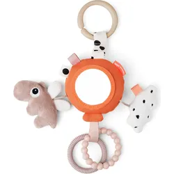 Happy Clouds Aktivitätsspielzeug zum Aufhängen orangefarben mit kleinem Spiegel