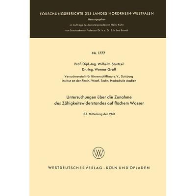Untersuchungen über die Zunahme des Zähigkeitswiderstandes auf flachem Wasser, Taschenbuch von Wilhelm Sturtzel, VS Verlag für Sozialwissenschaften,