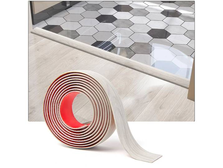 Art3d Bande de transition adhésive en vinyle pour sols - 300 x 4 x 0,3 cm, Blanc lavé - Couvre-joints facile à poser pour sols stratifiés, carrelés et tapis