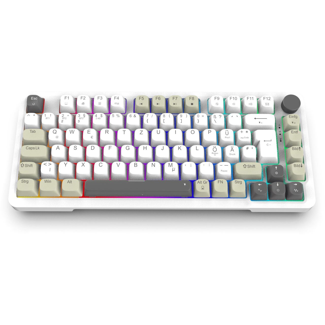 INCA Gaming Tastatur RGB/GraySwitch/USB-C/BT 2.00m wei?