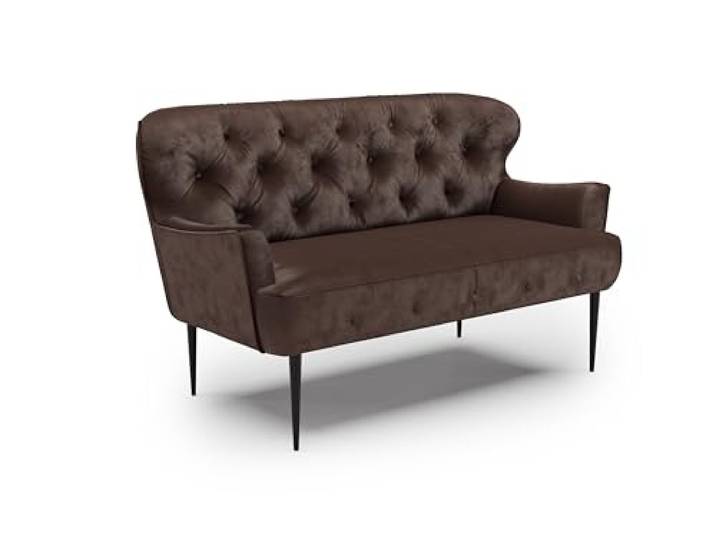 CAVADORE 2-Sitzer Küchensofa Amba, Trendige Sitzbank für Küche oder Esszimmer / 153 x 97 x 87 / Hochwertiges Mikrofaser: Braun