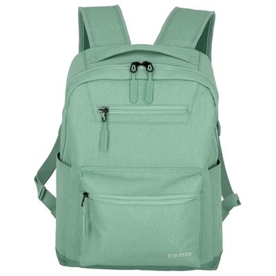 Freizeitrucksack TRAVELITE "KICK OFF Rucksack mit 13-Zoll Laptopfach", Gr. B/H/T: 31cm x 40cm x 14cm, grün (salbei), Polyester, unifarben, Basic, Rucksäcke Freizeitrucksack, mit gepolstertem Laptopfach, ideal für Freizeit, Arbeit und Schule