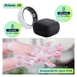 Ideoon Smart-Ring, weiss, Keramik, inkl. Ladebox, Grösse 65 (65, Weiss), Smart Ring, Weiss