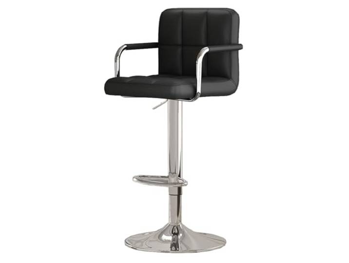 Pobbycrafm Barhocker Höhenverstellbar, Barhocker Küche 360° Drehbar, Bar Hocker mit Armlehne, Fußstütze und Rückenlehne Küchenhocker aus PU-Leder für Wohnzimmer, Esszimmer Black