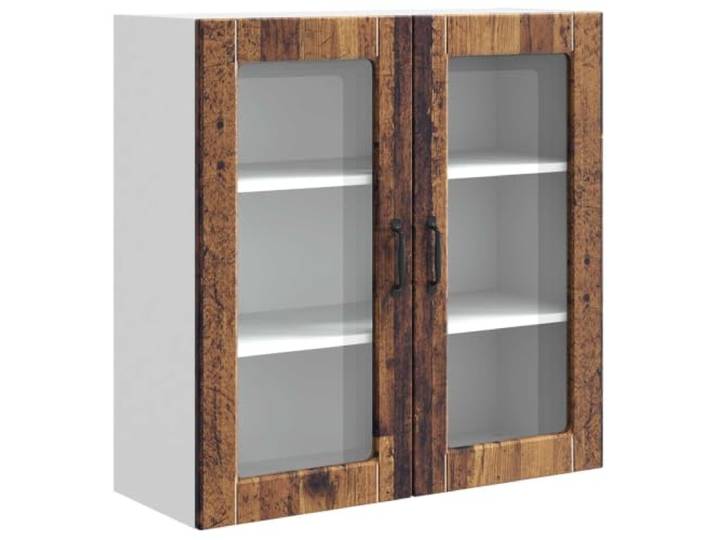 GPWERSDF Wandglas-Schrank Porto Altholz 80 x 31 x 80 cm Robuster Holzwerkstoff, Wandmontage, viel Stauraum, moderne Kücheneinrichtung, pflegeleichte Oberfläche