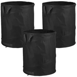 relaxdays 3er-Pack Pop Up Laubsack 85 L schwarz schwarz