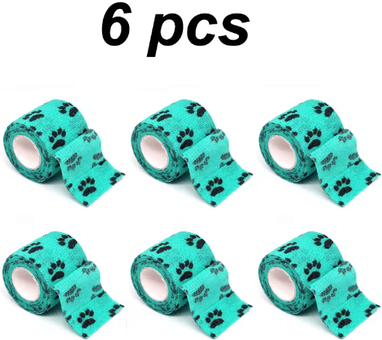 Inspire Picks 6PCS Self Adhesive Dog Leg Wraps Protective Paw Bandages For Outdoor Walks 6 Pcs Lake Green 5cm X 4.5m