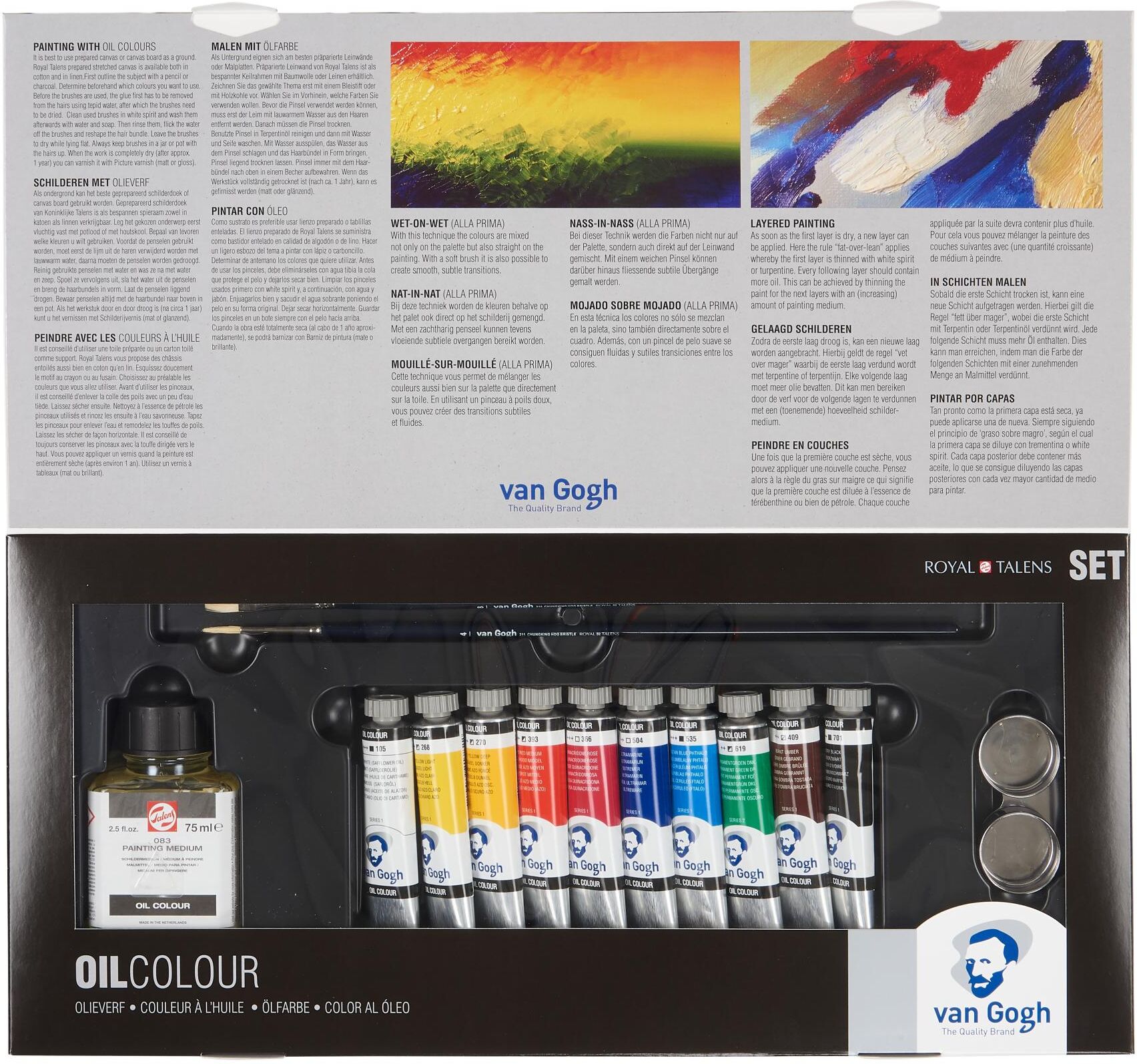 Ölfarbe "Van Gogh Kombi-Set, Mehrfarbig", bunt (mehrfarbig), Farben, Ölfarbe mehrfarbig Einheitsgröße