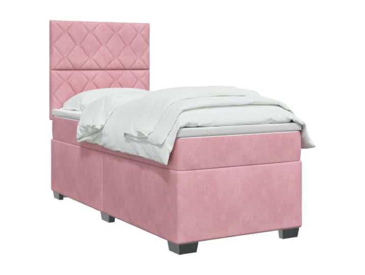 vidaXL Boxspringbett mit Matratze mit Kopfteil Rosa 80 x 200 cm Samt