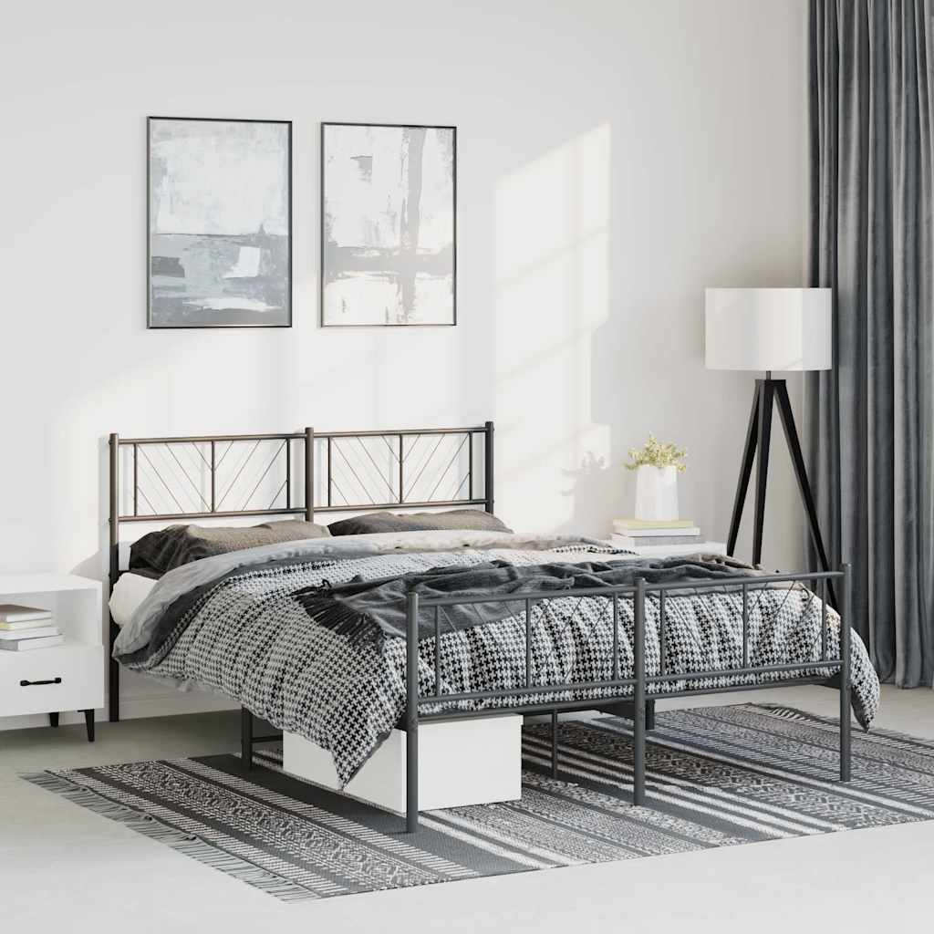 vidaXL Cadre de lit métal sans matelas avec pied de lit noir 150x200cm