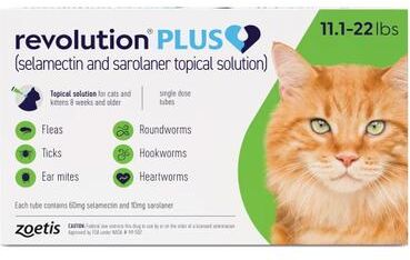 Revolution Plus For Large Cats 11-22lbs (5-10kg) Green 12 Pack
