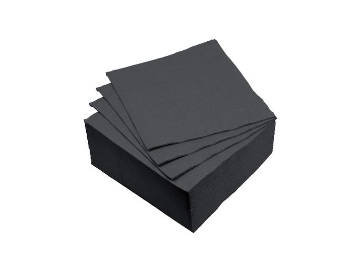 40er-Set einfarbige Papier Servietten, Servietten 2-lagig, schwarz, 38 x 38 cm