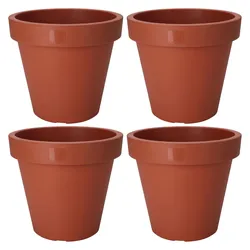 ProGarden, Blumentopf, 4er-Set Blumentopf rund, terracotta, Pflanztopf aus 100% recyclebaren Kunststoff, Ø 25 cm (25 x 22 cm)