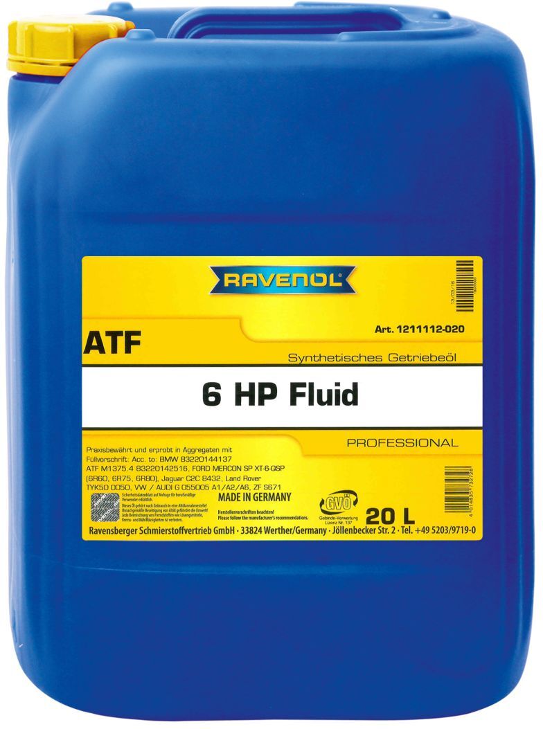 Huile de transmission RAVENOL 1211112 ATF 6HP FLUID 20L