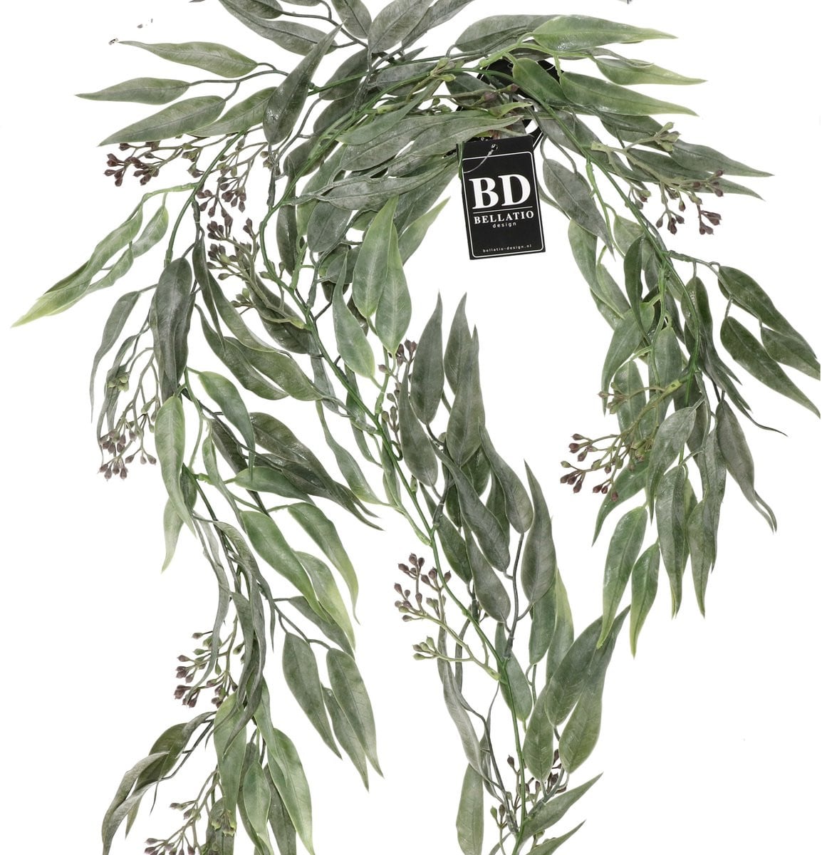 Bellatio Design Eucalyptus kunstplant hangplant slinger - 2x - Groen - Lengte: 198 cm