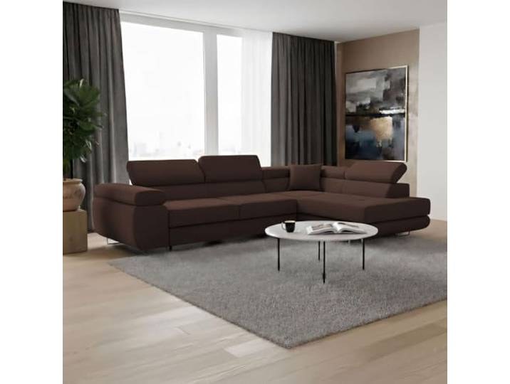 FORNIRO 24 275x202x90cm Braun Wohnzimmer Couch Schlafsofa Polstersofa ausziehbar Gäste bequem Stauraum Design hochwertig Eckcouch Komfort robust Wohnlandschaft Qualität modernes