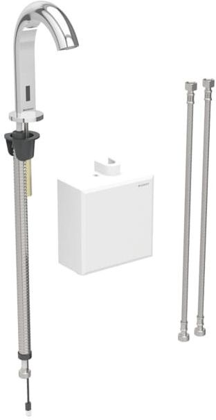 Geberit Piave Infrarot-Waschtischarmatur 116168211 mit Thermostatmischer, Standmontage, Batteriebetrieb, AP-Funktionsbox