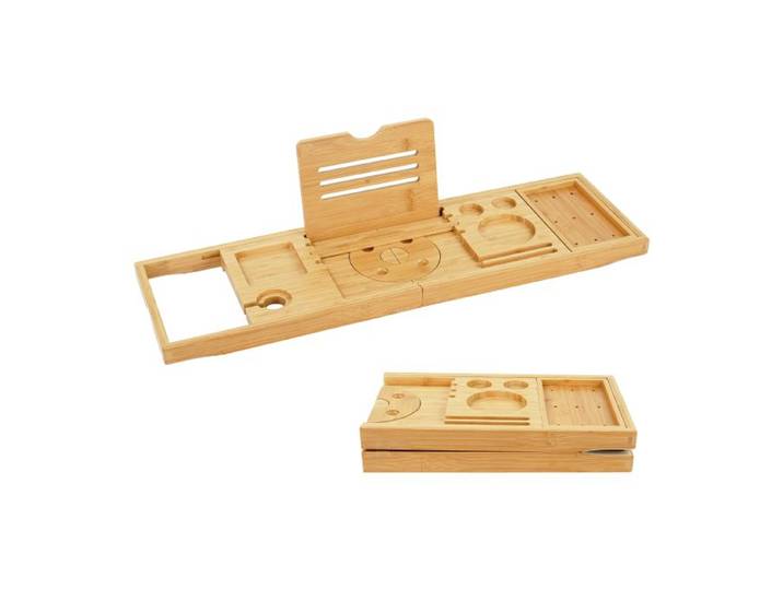 Relaxdays Badplank uitschuifbaar 70-105 cm bamboe