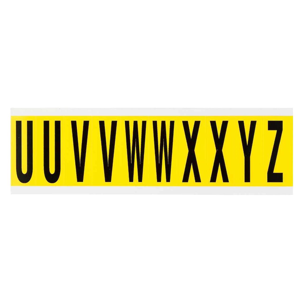 Brady 3440 U-Z, B-499, Buchstabenkombi, Nylongewebe, Buchstabe U-Z, Schwarz auf Gelb, 22 x 57mm, S (3440 U-Z)