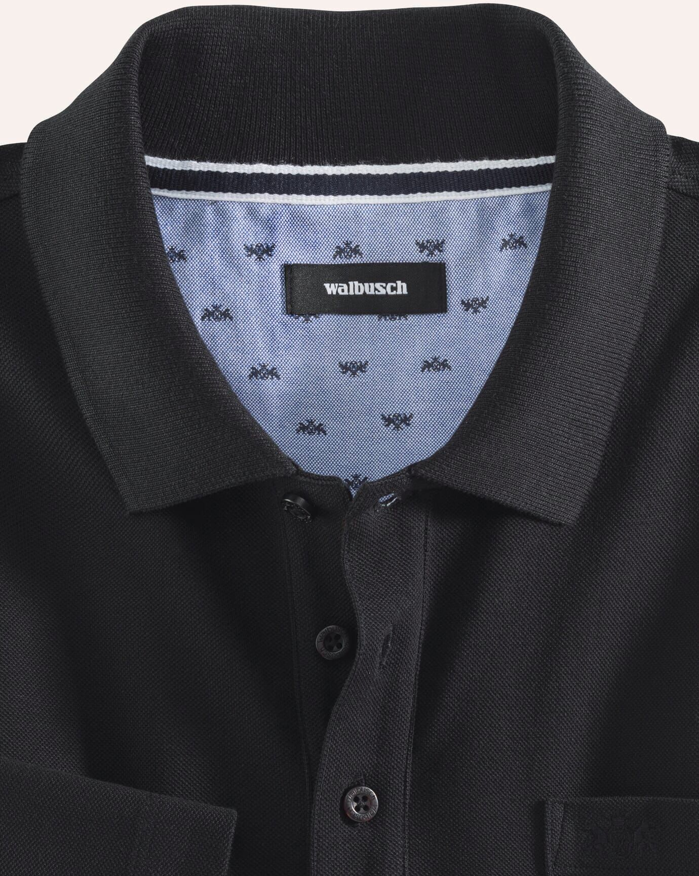 Walbusch Pique-Polo Pima Cotton, , Farbe Schwarz, 56, feine Pima-Baumwolle weich und atmungsaktiv Herren