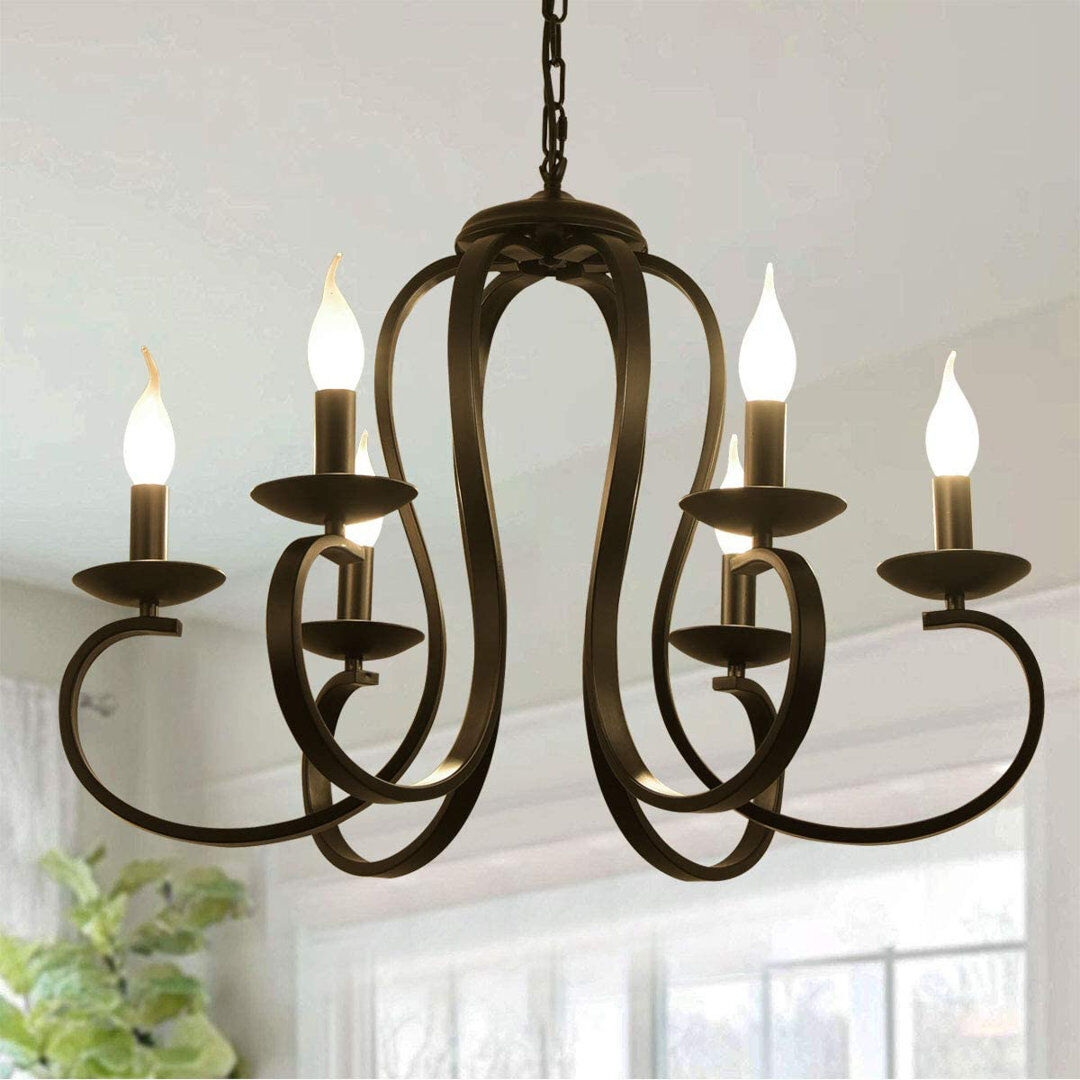 Blue Elephant Dirksen 6 - Light Chandelier Black 38cm H X 53cm W X 53cm D