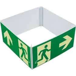 Schild | PERMALIGHT power langnachleuchtend Set Notausgangswürfel, geradeaus/rechts/links/blanko, Kunststoff