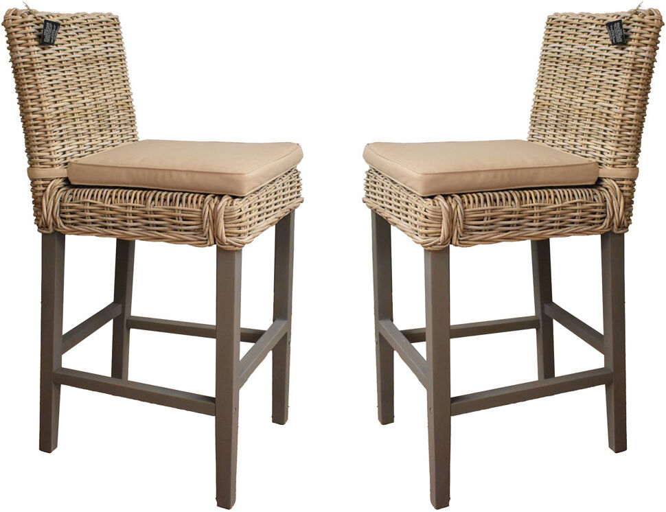 Bay Isle Home Aliyaha Bar Stools Greywash Set of 2 Gray 106cm H X 47cm W X 50cm D