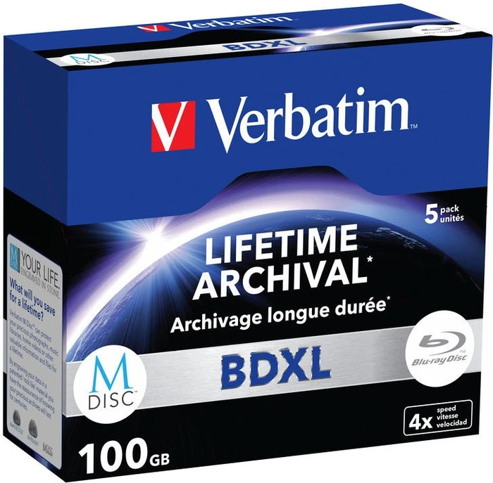VERBATIM M-DISC BD-R XL 100 GB, 4x, Jewel Case 5 Stück, 5 Stück