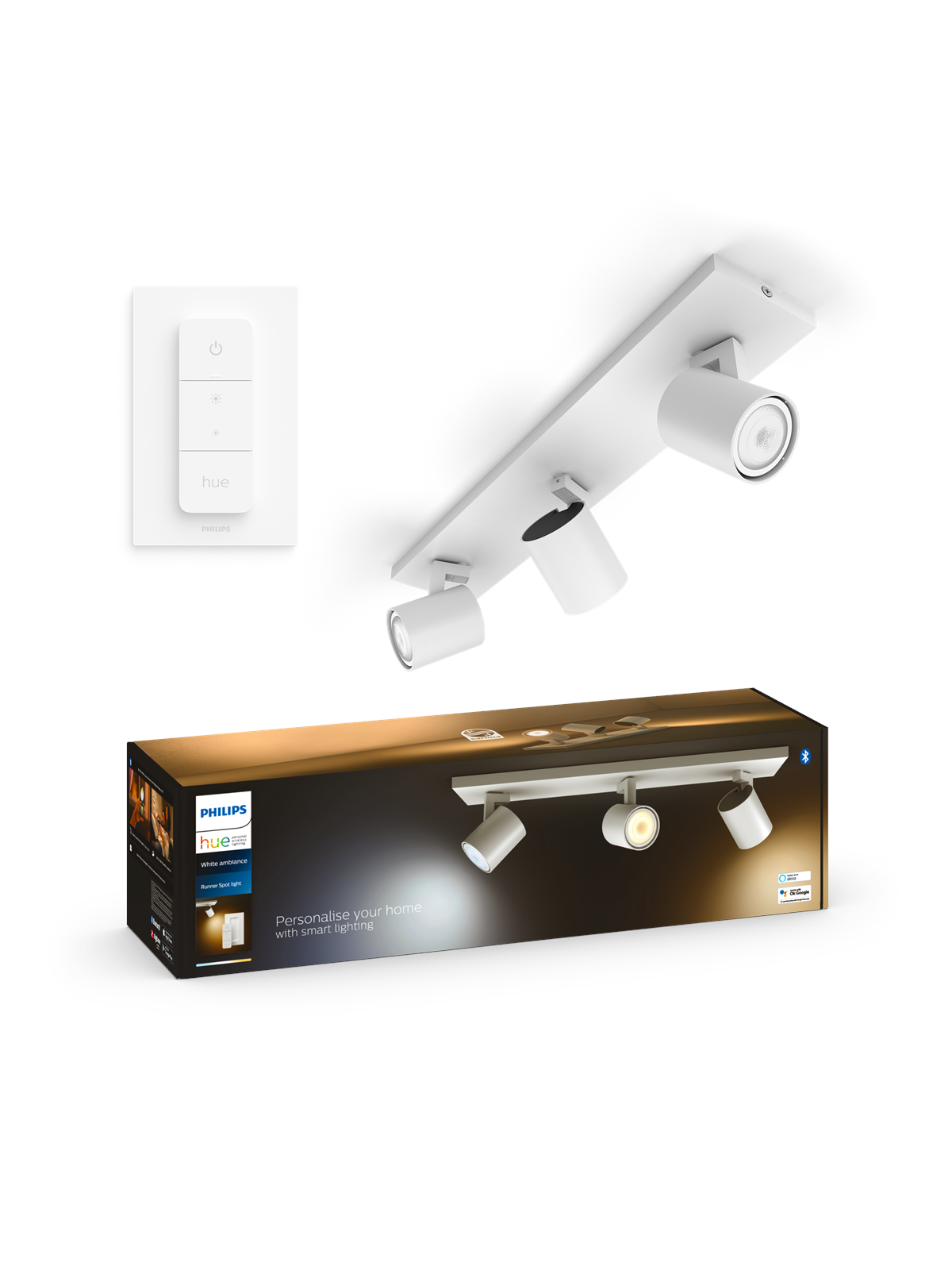 Philips Hue Runner Tripple Spotlight - White - With Dimmer Switch