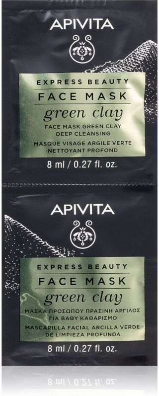 Apivita Express Beauty Cleansing Face Mask Green Clay cleansing and smoothing green clay face mask 2x8 ml