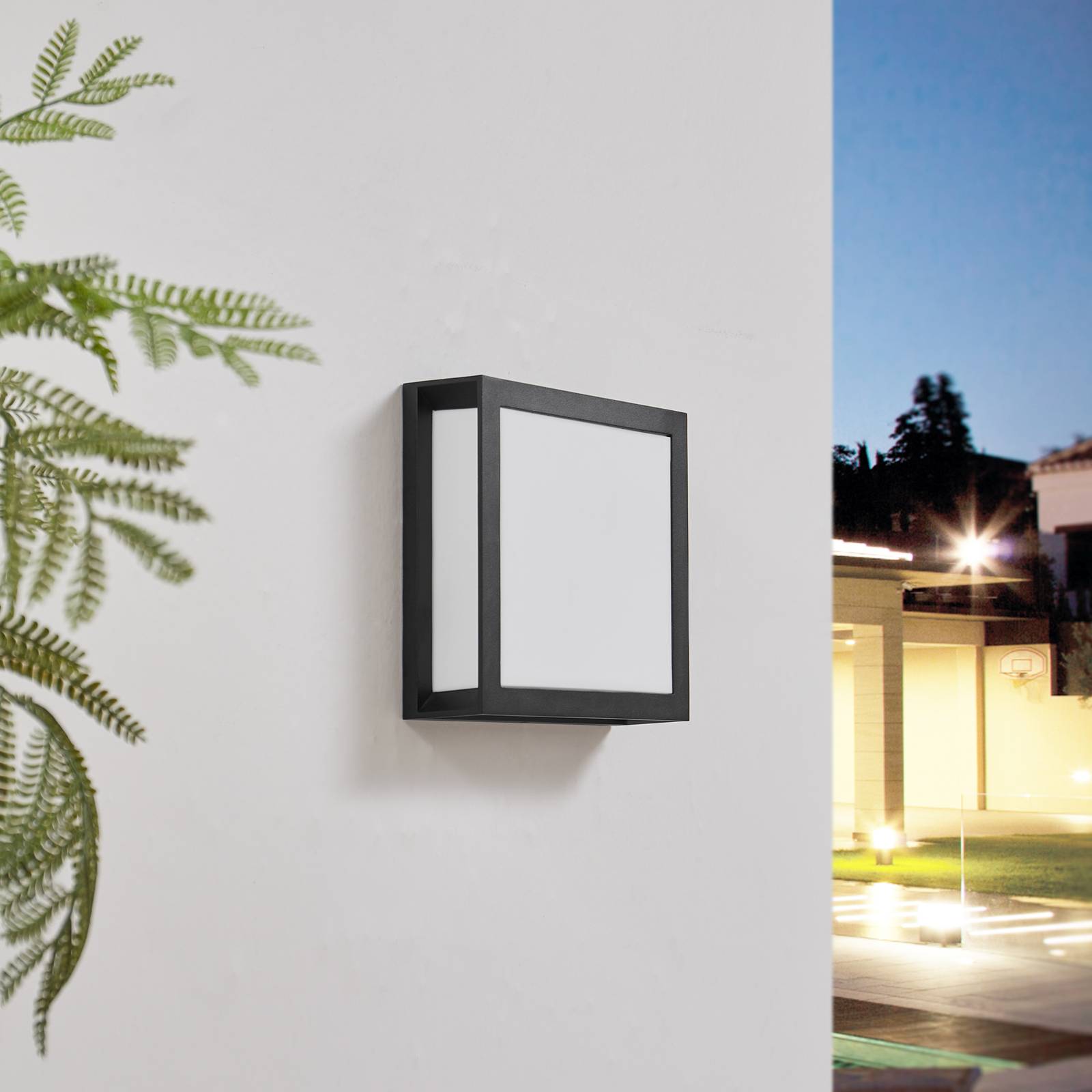 Außenwandleuchte Sivana Lindby, dimmbar, schwarz, Kunststoff, Modern, Wandleuchte außen
