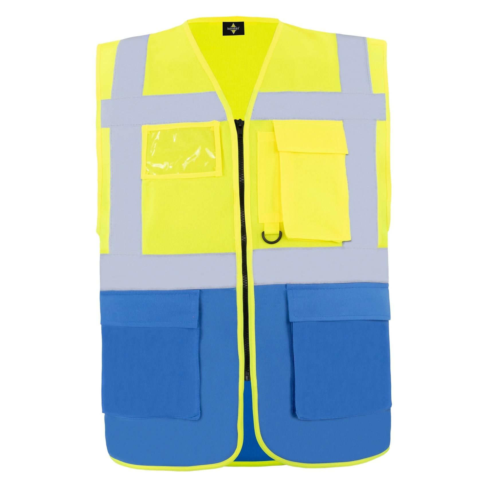 Korntex Warnweste Multifunktional Hamburg Gelb/Blau mit 360° Sicherheit 5XL EN ISO 17353 KXCMF (5XL) (KXCMFGB5XL)
